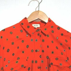 ◆超美品◆KENZO ケンゾー*プリーツ/ギャザー切り替え*オーバーサイズ*ロング*トップス*シャツ*#36*オレンジ系*フランス製*国内正規品の画像6