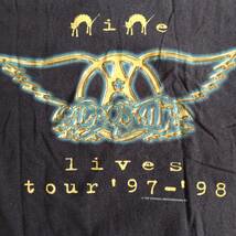 AEROSMITH NINE LIVES TOUR 97-98 Tシャツ 古着 Lサイズ / エアロスミス GUNS N' ROSES METALLICA _画像5