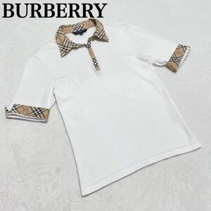 BURBERRY GOLF ノバチェック　ポロシャツ　ホワイト　Mサイズ　レディース　三陽商会