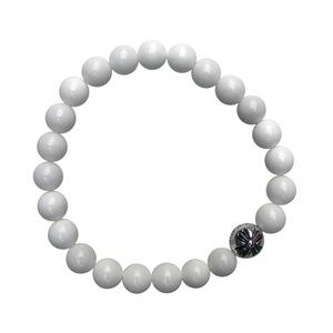 CHROME HEARTS 8MM WHITE QUARTZ & 1 SILVER BEADS BRACELET クロムハーツ ビーズブレスレット　ホワイトビーズ　8mm