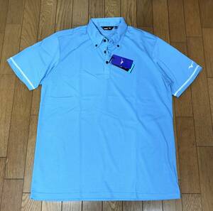 （物37）新品　ミズノ　ゴルフ　吸汗速乾　ポロシャツ　52JA905219　水色　メンズXL