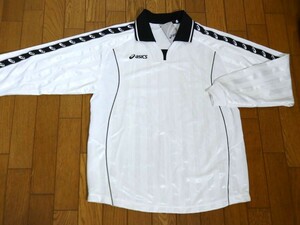 （物42 物50）定価6,930円　アシックス　長袖シャツ　襟付きゲームシャツ　XS1125　白黒(ホワイト×ブラック)　メンズL