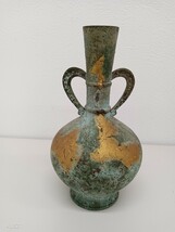 鋳銅花瓶 金箔青銅器 花瓶 花器 一輪挿し 骨董品_画像1