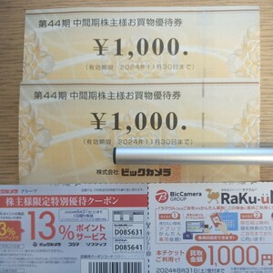  Bick camera stockholder complimentary ticket 2,000 jpy minute 