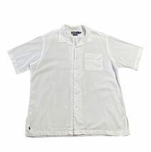 100円スタート90s polo by ralph lauren caldwell コットン100 ホワイト 白 半袖 オープンカラーシャツ ビンテージ ポロバイラルフローレン_画像1