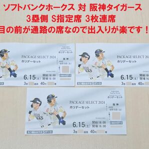 6月15日（土）ソフトバンクホークスvs阪神タイガース S指定席3連席