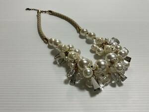 新品☆JEWELRY パールレザーゴージャスネックレス／SC20231227