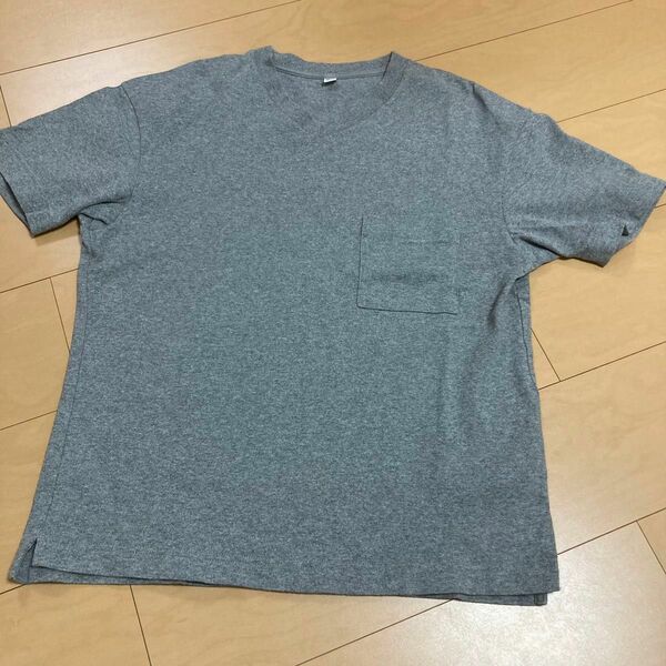 超美品　ユニクロ／UNIQLO Tシャツ　半袖　 無地 胸ポケット グレー 半袖Tシャツ ポケットTシャツ