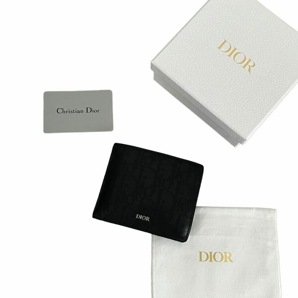 早い者勝ち Christian Dior クリスチャンディオール ギャラクシー 二つ折り財布 コンパクト財布 ミニ財布 レザー ブラック 黒 