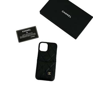 早い者勝ち CHANEL シャネル キャビアスキン iPhone12proケース ココマーク レザー ブラック 黒 スマホケース iPhoneケース マトラッセ