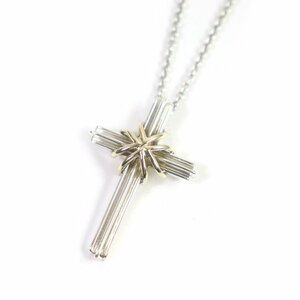  superior article *TIFFANY&Co. Tiffany SV925 750 signature Cross combination pendant necklace silver Gold gross weight 7.6g