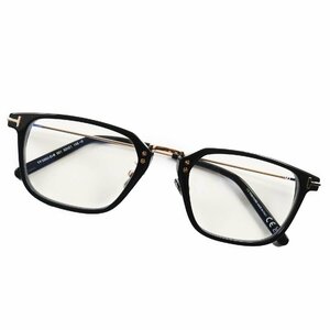 未使用品●TOM FORD トムフォード TF5862-D-B スクエア ロゴ刻印入り メガネ 眼鏡 アイウェア ブラック ゴールド 52□21-145 度入り 伊製