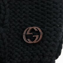 極美品●GUCCI グッチ 300052 ウール100％ インターロッキングG ケーブル編み 帽子 ニットキャップ ブラック L イタリア製 正規品 メンズ_画像4