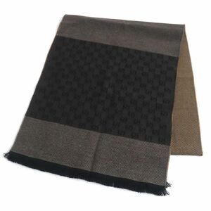  превосходный товар vGUCCI Gucci GG рисунок бахрома имеется шерсть muffler оттенок коричневого Италия производства мужской 