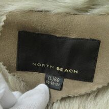 極美品★毛皮 NORTH BEACH ノースビーチ フード付き ベルトデザイン ムートンコート／アウター レディース ベージュ L_画像7