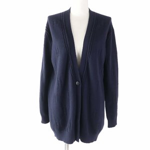  beautiful goods *HERMES Hermes 2019 year made wool 100% H pattern Serie button attaching long sleeve knitted cardigan navy 34 Italy made regular goods lady's 