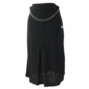  beautiful goods ^CHANEL Chanel Vintage 97P P07295 here Mark chain metal fittings attaching skirt black 38 France made lady's beautiful Silhouette 