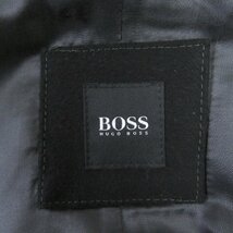 極美品□HUGO BOSS ヒューゴボス バージンウール エンブレムロゴボタン レザーパイピング チンストラップ ハーフコート 黒 48 正規品_画像7