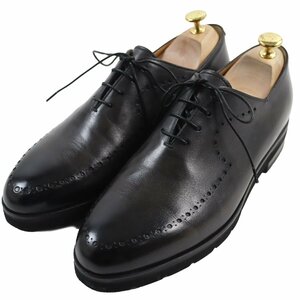 極美品●BERLUTI ベルルッティ 定価269500円 ニューフィジオ 現行ロゴ レザーオックスフォードシューズ レザーシューズ 黒 8.5 メンズ