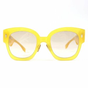  прекрасный товар ^FENDI Fendi FF0458 Square Sunglasses с логотипом I одежда солнцезащитные очки оттенок желтого 52*23 150 с футляром сделано в Италии женский 