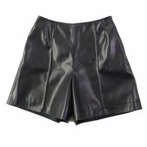 極美品◎フォクシー ニューヨーク 定価49500円 43879 Short Pants Silverlake コンフォートレザーパンツ 黒 40 日本製 正規品 レディース