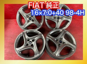 【送料無料】中古 FIAT純正 16x7.0+40 98-4H アルミホイール4本SET【40700320】