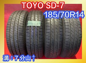 【送料無料】中古サマータイヤ 185/70R14 2018年↑ 7分山↑ TOYO SD-7 4本SET【44056851】