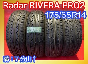 【送料無料】中古サマータイヤ 175/65R14 2018年↑ 7分山↑ RADAR RIVERA PRO2 4本SET【44056862】