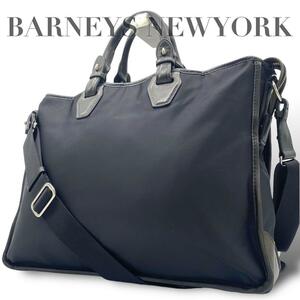 1 start beautiful goods Barneys New York BARNEYS NEWYORK 2way business bag briefcase shoulder A4 storage possible leather nylon commuting 
