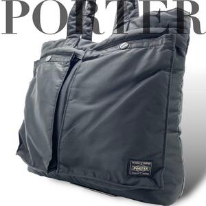 １スタ 美品 PORTER ポーター タンカー トートバッグ ポーターファスナー 肩掛け A4収納 ハンドバッグ ブラック 通勤鞄 ビジネス