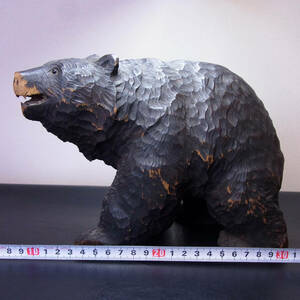 木彫 熊 八雲 難あり 長・約24センチ 高・約17センチ 