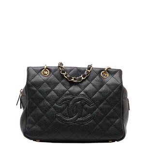 シャネル マトラッセ ココマーク チェーン トートバッグ ブラック キャビアスキン レディース CHANEL 【中古】