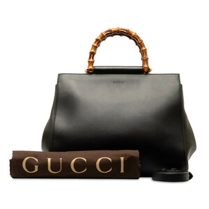 グッチ バンブー ハンドバッグ ショルダーバッグ 2WAY 453766 ブラック レザー レディース GUCCI 【中古】