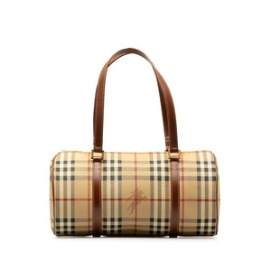 バーバリー ノヴァチェック シャドーホース ハンドバッグ べージュ ブラウン PVC レザー レディース BURBERRY 【中古】