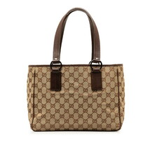 グッチ GGキャンバス トートバッグ ハンドバッグ 113019 ブラウン キャンバス レディース GUCCI 【中古】_画像1