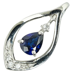 ノーブランド Pt900 プラチナ サファイア0.27ct ダイヤ0.02ct ペンダントトップ レディース no brand 中古