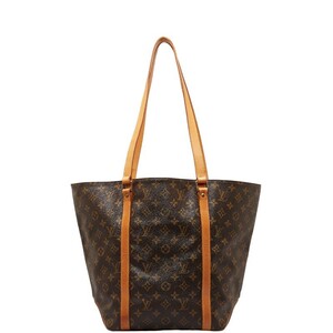 ルイ ヴィトン モノグラム サックショッピング トートバッグ ショルダーバッグ M51108 ブラウン PVC レザー LOUIS VUITTON 【中古】