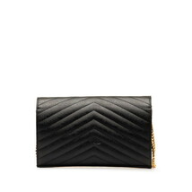 サンローラン モノグラム チェーンウォレット ショルダーバッグ 377828 ブラック ゴールド レザー レディース SAINT LAURENT 【中古】_画像3