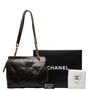 シャネル デカココマーク チェーン トート ハンドバッグ ブラック ラムスキン レディース CHANEL 【中古】