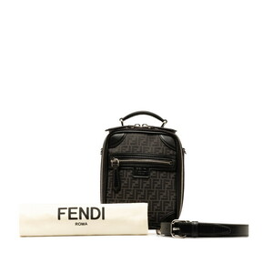 フェンディ ズッキーノ ハンドバッグ ショルダーバッグ 2WAY 7VA542 ブラック キャンバス レザー レディース FENDI 【中古】