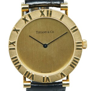  Tiffany Atlas wristwatch D286.753 quarts K18 Gold leather men's TIFFANY&Co. [ used ]