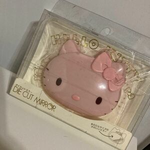 未使用　ハローキティ　ダイカットミラー　ピンク　サンリオ　キティちゃん