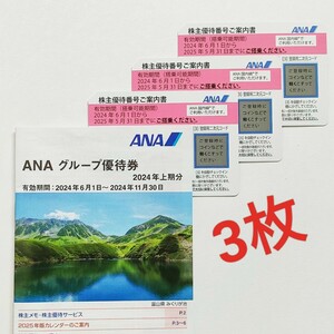 ANA 全日空 株主優待 3枚 グループ優待券冊子付