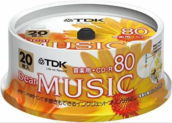 新品未開封 TDK 録音用CD-R(音楽用80分) パールカラー 20P インクジェット対応