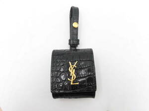 * YMK180 SAINT LAURENT YSL sun rolan earphone Air Pods case crocodile? leather black × Gold *