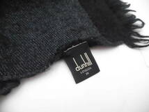 ★ Y09 dunhill ダンヒル メンズ ブランドマフラー ロゴ入り 100% ウール ブラック ★_画像10