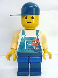 t405 レア 希少 正規品 LEGO レゴ ジャンボ フィグ エンジニア 約46.5cm 青色 オーバーオール ジャンボ人形 コレクション ブロック 玩具
