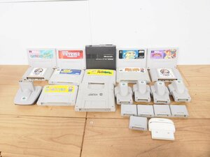 ☆【2H0417-5】 Nintendo 任天堂 スーパーファミコンカセットセット NUS-004 他カセット10枚 コントローラ13個セット マリオ等 ジャンク