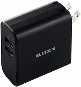 充電器 USB コンセント 合計24W ブラック_充電器 2ポート USB-A 折りたたみ式プラグ 2台同時充電 おまかせ充電 i