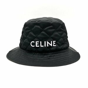 セリーヌ CELINE キルティング バケットハット ブラック オレンジ Mサイズ 帽子 ハット ナイロン 服飾小物 メンズ レディース 6-4-414